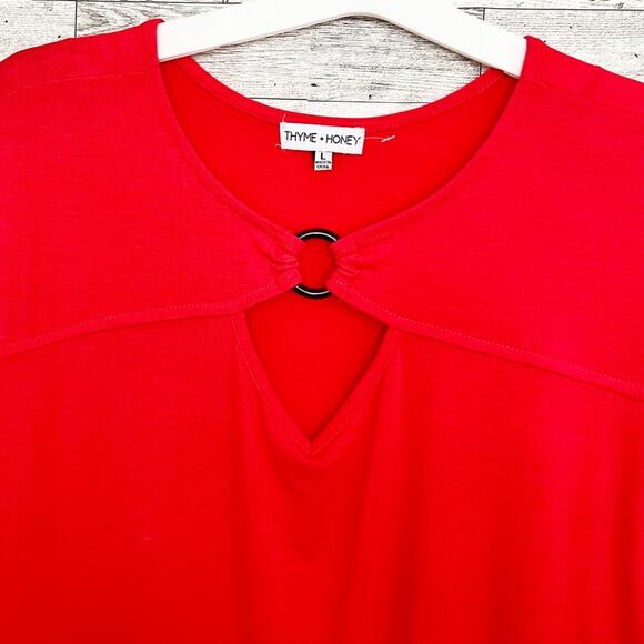 THYME & HONEY O-Ring Cutout Neck Casual Blouse - Tee, L, NWOT! - Picture 7 of 10